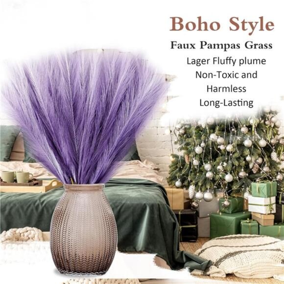 Pampas Grass Small, 30 Pcs 17" Faux Pampas Grass Short Decor, Pompas Grass - Picture 6 of 7